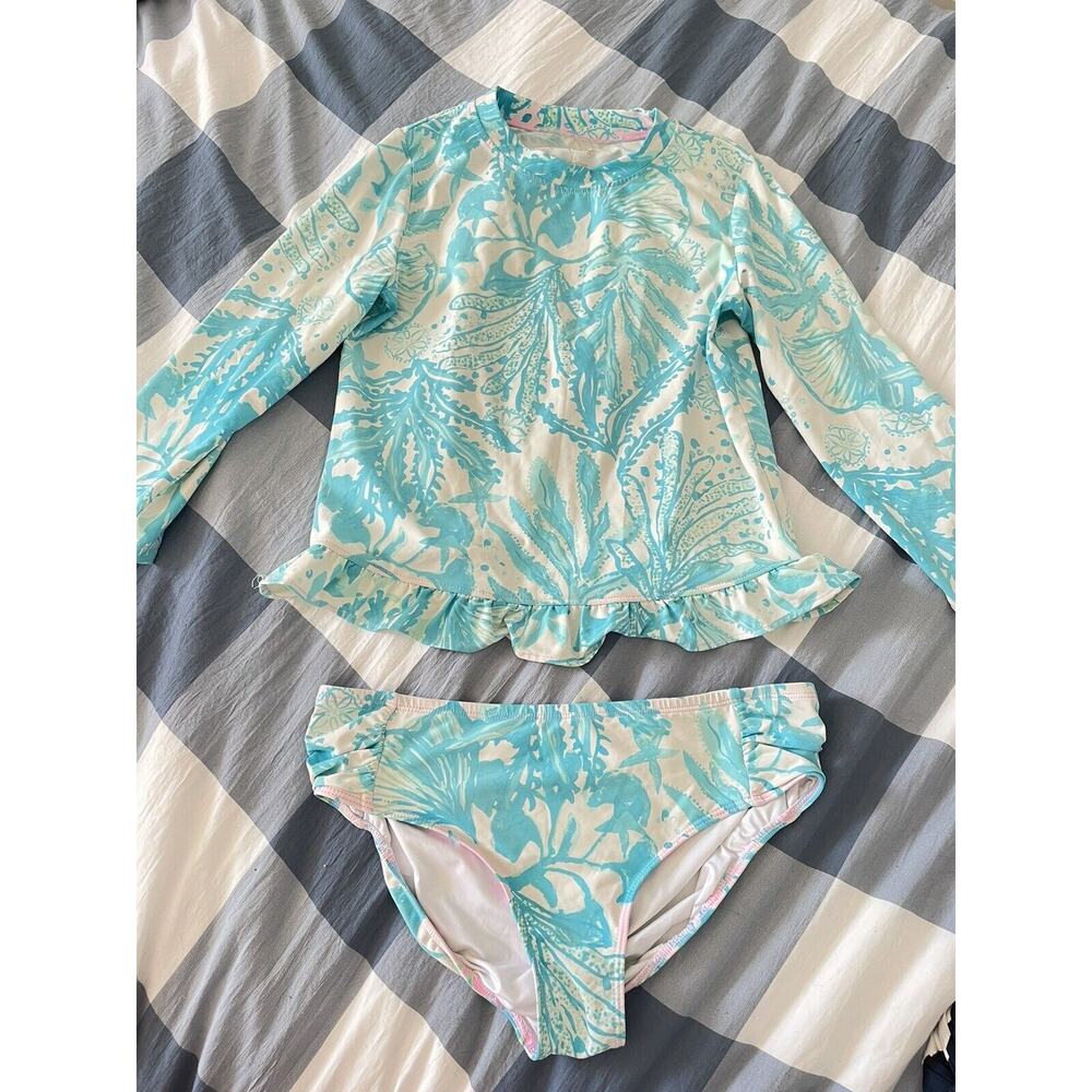 Lilly Pulitzer GIRL Retreat RASHGUARD SWIM SET Mandevilla Baby Hip Nautic 14